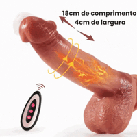 Prótese Vai e Vem Realístico com Vibração e Aquecimento e Controle Remoto à Distância - Prazer de Luxo