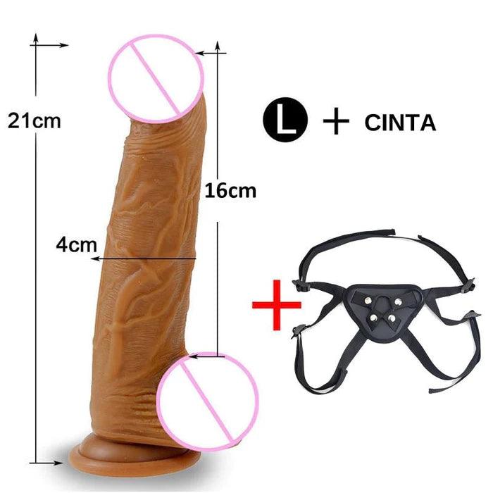 Cinta com Pênis Bullet Realista disponível em 3 tamanhos - Prazer de Luxo