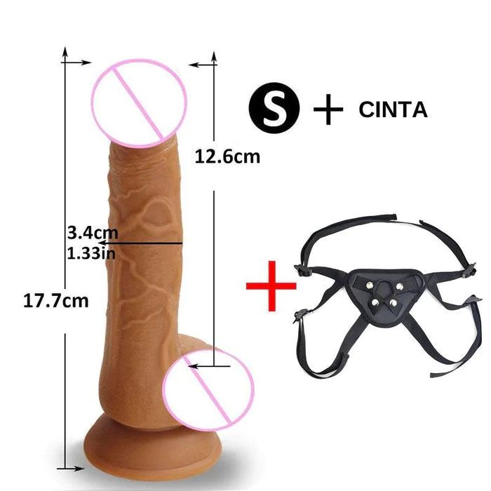 Cinta com Pênis Bullet Realista disponível em 3 tamanhos - Prazer de Luxo