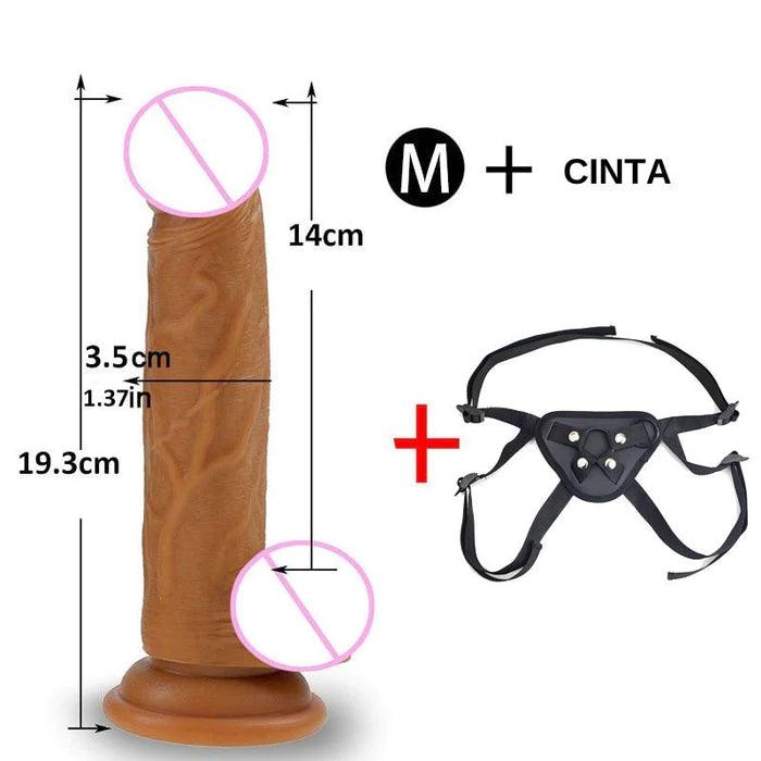 Cinta com Pênis Bullet Realista disponível em 3 tamanhos - Prazer de Luxo